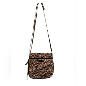 Vera Bradley Crossbody Shoulder Bag in Black and Tan Zebra Print
